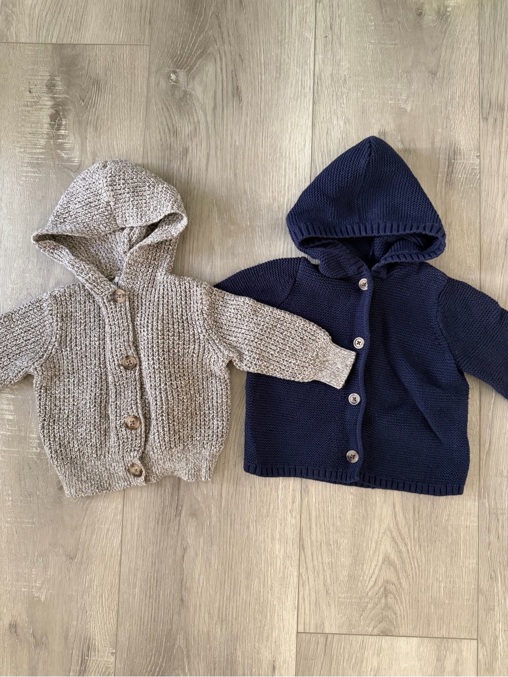 Old Navy Hooded Button Cardigans - Navy & Light Gray